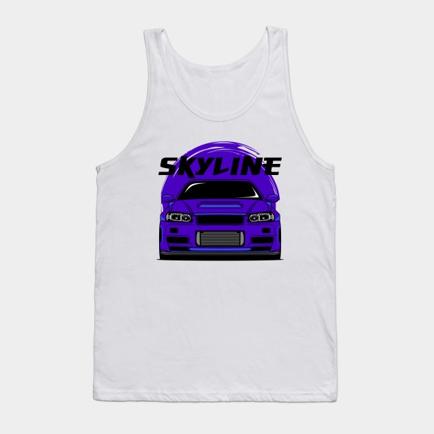 Midnight Purple Skyline R34 Tank Top by GoldenTuners